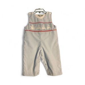 Sweet Dreams Infant Christmas romper  in Light Blue and Red 3 mo